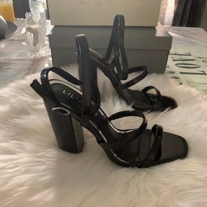 Black thick heel sandals